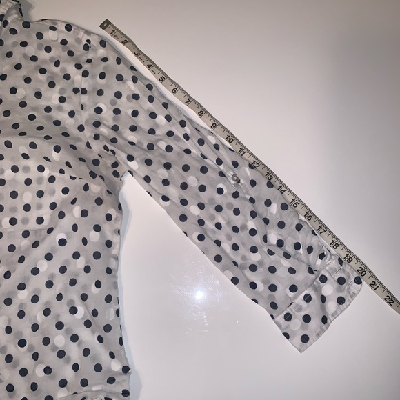 Karen Scott | White & Blue Polka Dot Button Down - Picture 7 of 8